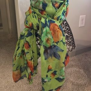 Green floral scarf